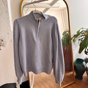 Periwinkle/Light Blue Knit Quarter Zip Pullover Sweater